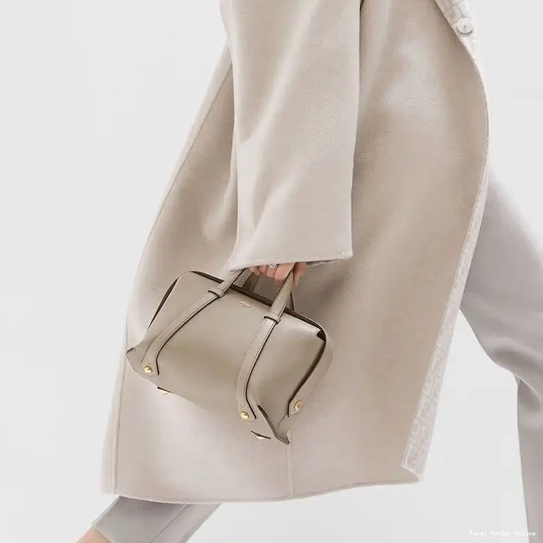 Affordable In 365 Grained Leather Grey Medium Boston Bag Fendi 0516